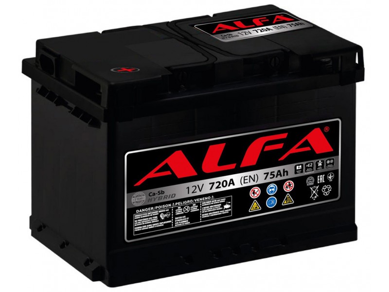 Аккумулятор ALFA Hybrid 75 А/ч 720A L+