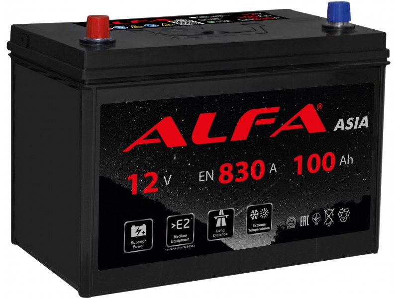 Аккумулятор ALFA Asia 100 А/ч 830A L+