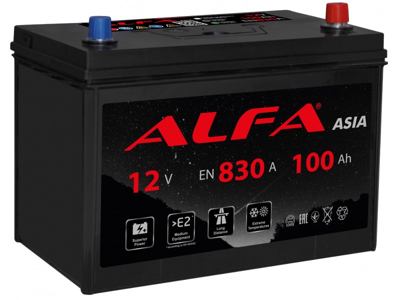 Аккумулятор ALFA Asia 100 А/ч 830A R+