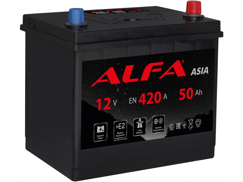 Аккумулятор ALFA Asia 50 А/ч 420A R+