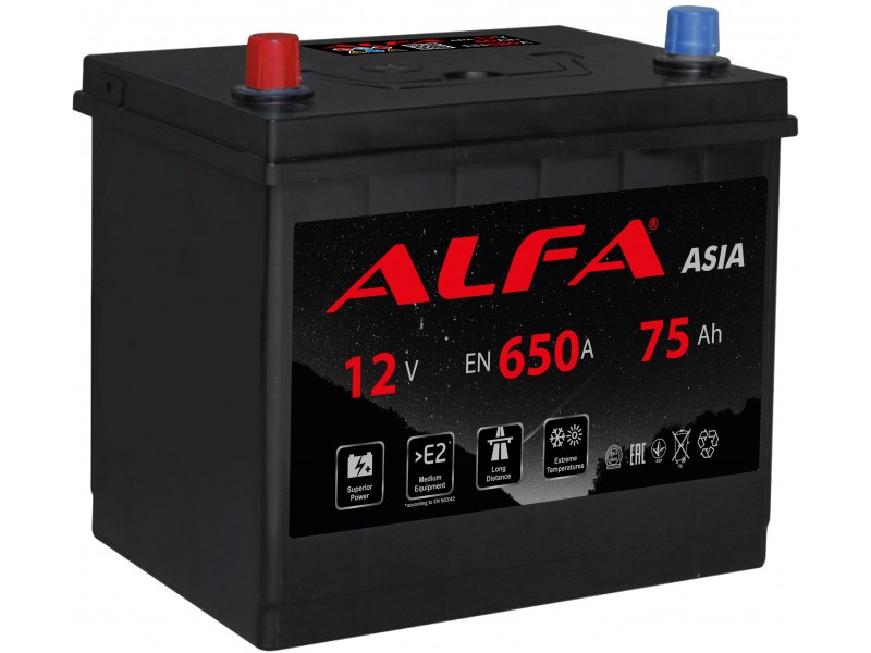 Аккумулятор ALFA Asia 75 А/ч 650A L+