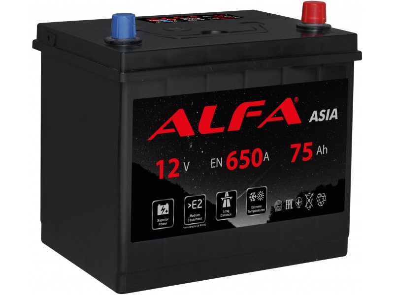 Аккумулятор ALFA Asia 75 А/ч 650A R+