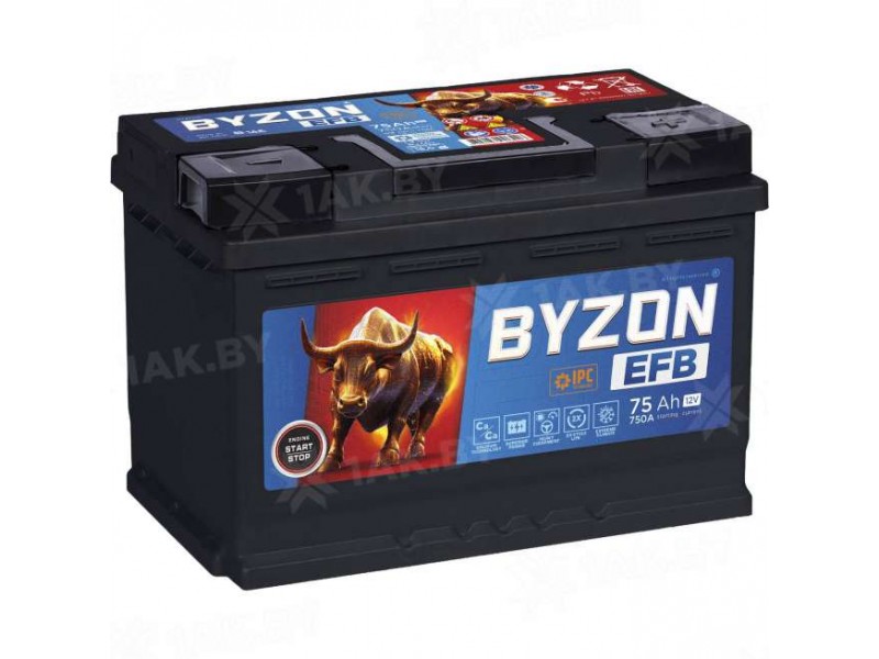 Аккумулятор BYZON EFB 75 Ah, 750 A, 12 V Обратная, R+ L3