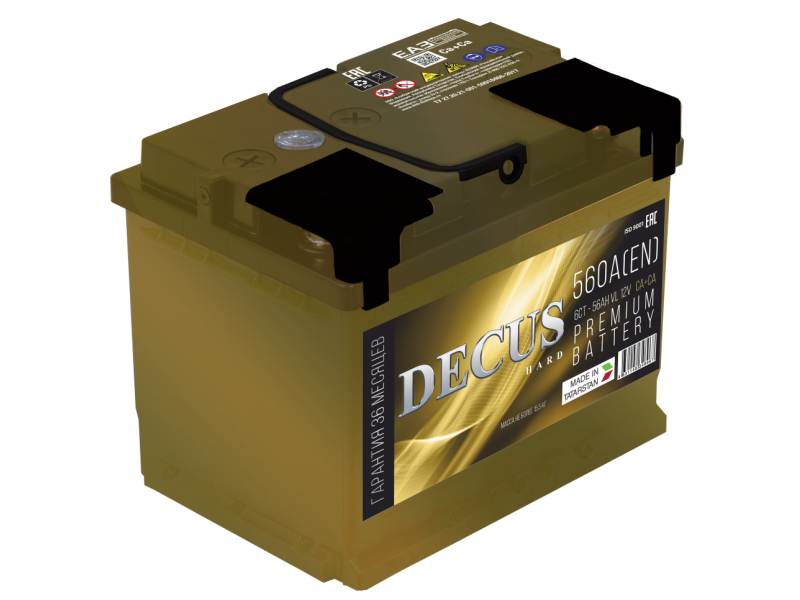Аккумулятор Decus золото (56 Ah) 560 А, L+ L2