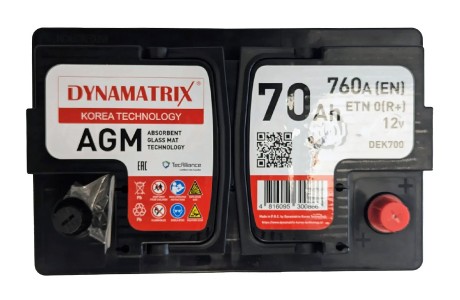 Аккумулятор Dynamatrix AGM 760А (70 А·ч)