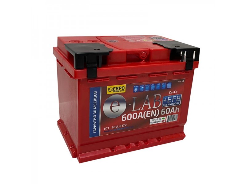 Аккумулятор E-lab+EFB (60 Ah) 600 А, L2
