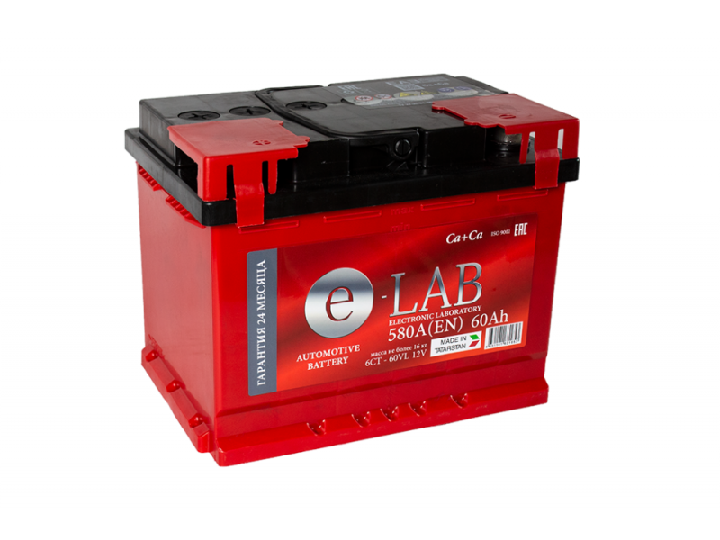 Аккумулятор E-lab 6СТ-60 (60 Ah) 580 А, L+ L2