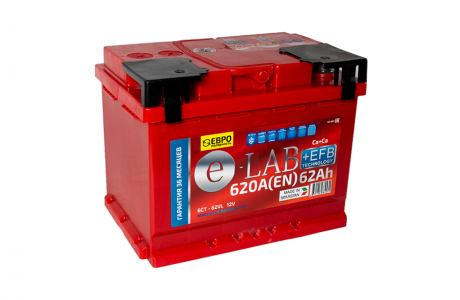 Аккумулятор E-lab+EFB (62 Ah) 620 А, L2