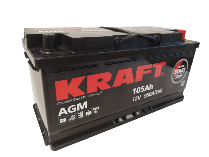 Аккумулятор KRAFT AGM 105 R+