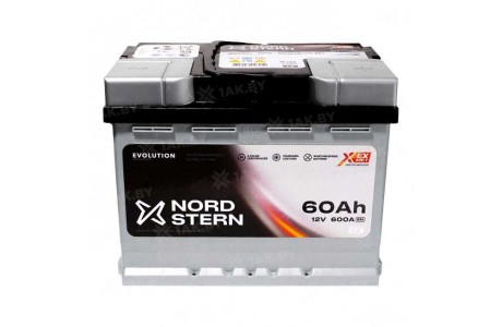 Аккумулятор NORDSTERN (60 Ah) 600 A, 12 V Обратная, R+ L2 NS600S