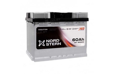 Аккумулятор NORDSTERN (60 Ah) 600 A, 12 V Обратная, R+ L2 NS600S