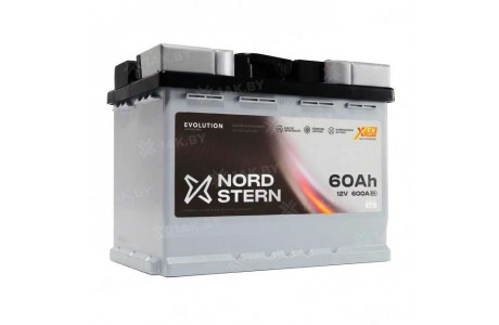 Аккумулятор NORDSTERN (60 Ah) 600 A, 12 V Обратная, R+ L2 NS600S