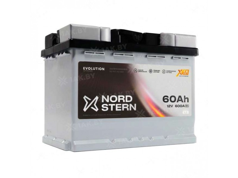 Аккумулятор NORDSTERN (60 Ah) 600 A, 12 V Обратная, R+ L2 NS600S