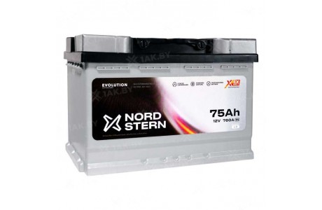 Аккумулятор NORDSTERN (75 Ah) 760 A, 12 V Обратная, R+ L3 NS750S