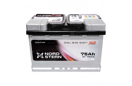 Аккумулятор NORDSTERN (75 Ah) 760 A, 12 V Обратная, R+ L3 NS750S