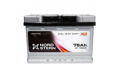 Аккумулятор NORDSTERN (75 Ah) 760 A, 12 V Обратная, R+ L3 NS750S