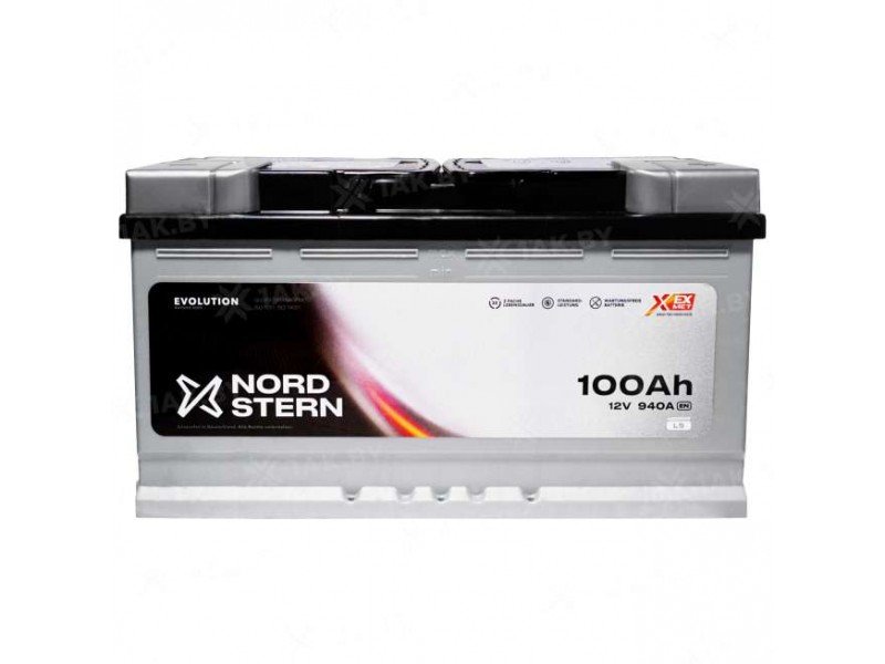 Аккумулятор NORDSTERN (100 Ah) 940 A, 12 V Обратная, R+ L5 NS1000S