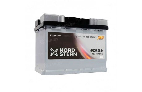 Аккумулятор NORDSTERN (62 Ah) 600 A, 12 V Обратная, R+ LB2 NS620S
