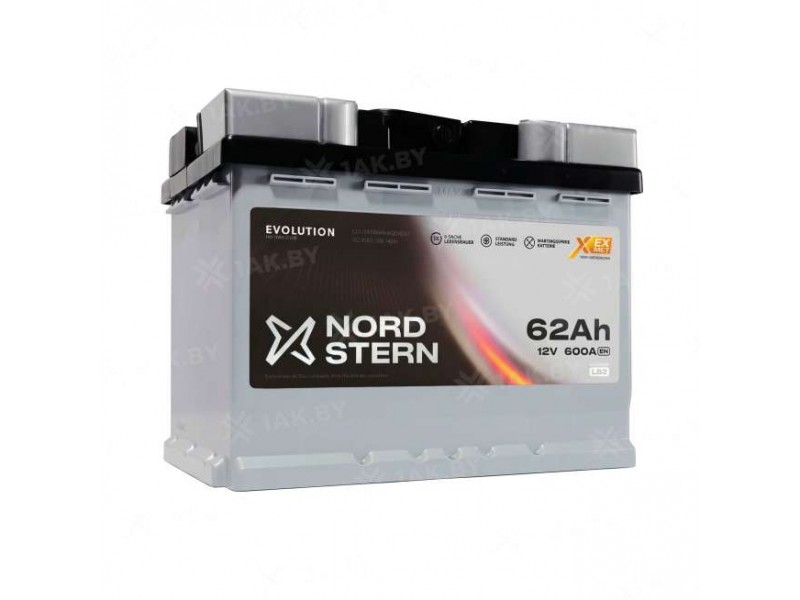 Аккумулятор NORDSTERN (62 Ah) 600 A, 12 V Обратная, R+ LB2 NS620S