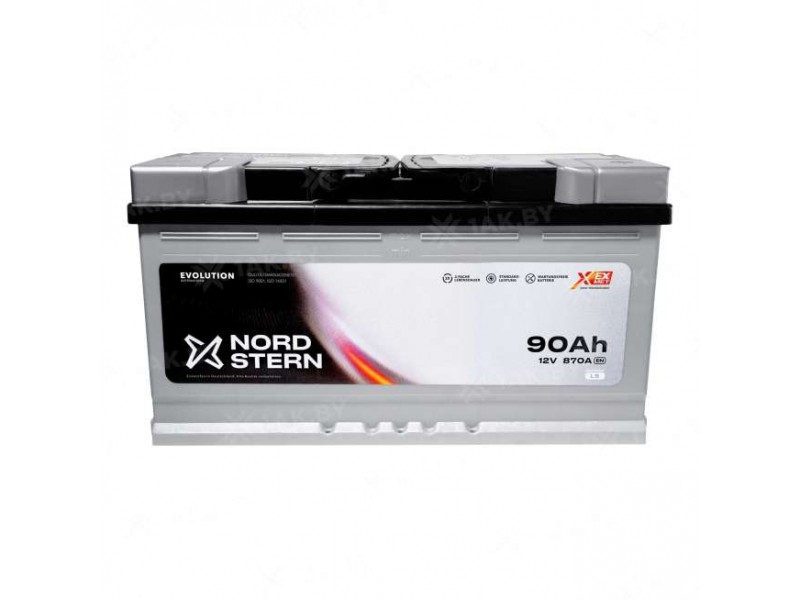 Аккумулятор NORDSTERN (90 Ah) 870 A, 12 V Обратная, R+ L5 NS900S