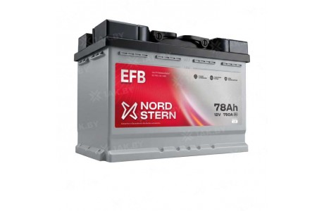 Аккумулятор NORDSTERN (78 Ah) 750 A, 12 V Обратная, R+ L3 NS780F