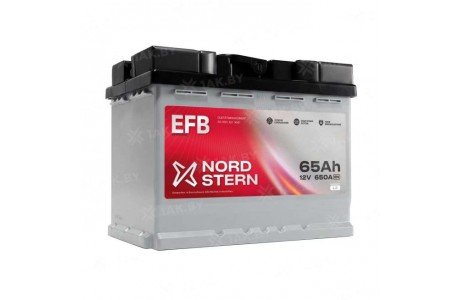Аккумулятор NORDSTERN EFB (65 Ah) 650 A, 12 V Обратная, R+ L2 NS650F