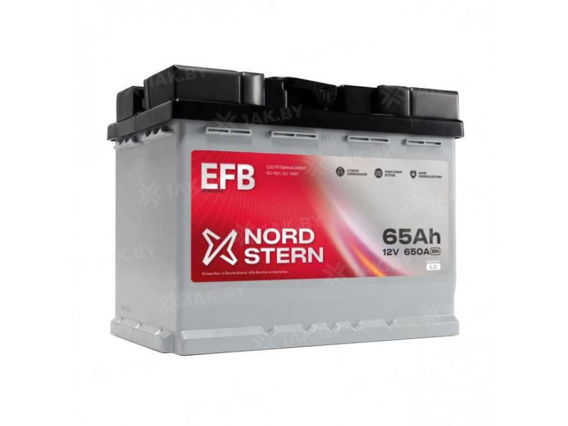 Аккумулятор NORDSTERN EFB (65 Ah) 650 A, 12 V Обратная, R+ L2 NS650F