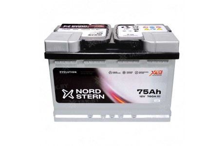 Аккумулятор NORDSTERN (75 Ah) 760 A, 12 V Прямая, L+ L3 NS751S