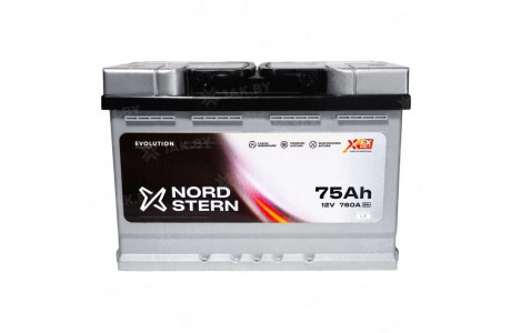 Аккумулятор NORDSTERN (75 Ah) 760 A, 12 V Прямая, L+ L3 NS751S