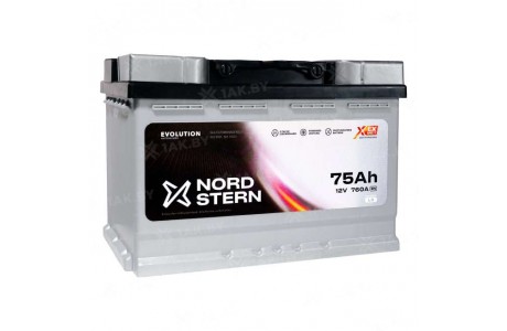 Аккумулятор NORDSTERN (75 Ah) 760 A, 12 V Прямая, L+ L3 NS751S