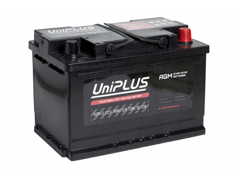 Аккумулятор UniPLUSAGM 70 a/h 760A R+