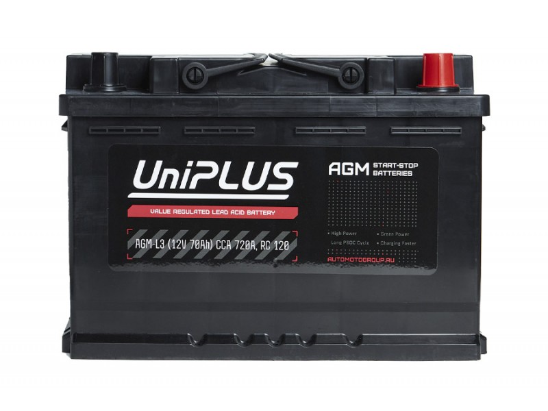 Аккумулятор UniPLUSAGM 70 a/h 760A R+