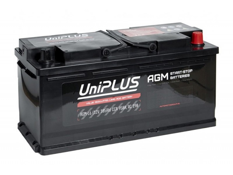 Аккумулятор UniPLUS AGM 105 a/h 950A R+