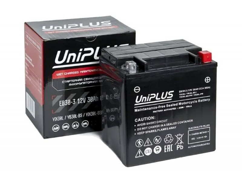 Аккумулятор UniPLUS EB30-3 (12v 30AH 385A)