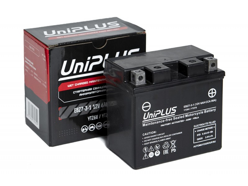 Аккумулятор UniPLUS EBZ 7-3-1 (12v 6AH 90A)