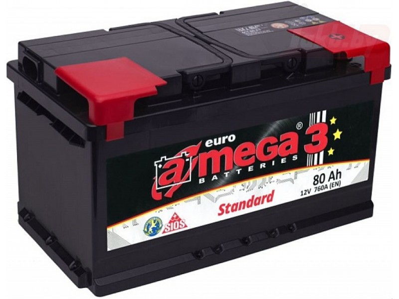 Аккумулятор A-mega Standard 6СТ-80 80 A/h 760A R+