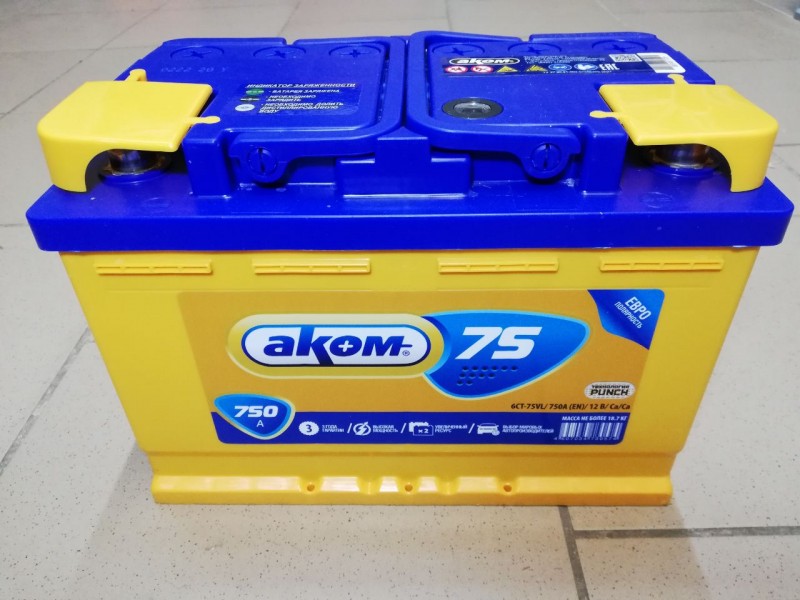 Аккумулятор Akom 75 a/h 750A (EN)