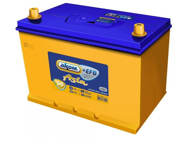 Аккумулятор AKOM Asia +EFB 90 A/h 850A R+