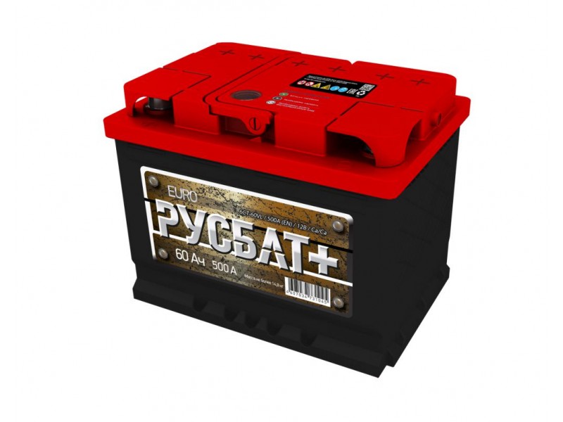 Аккумулятор РУСБАТ+ 6СТ-60 A/h 500 A(EN).
