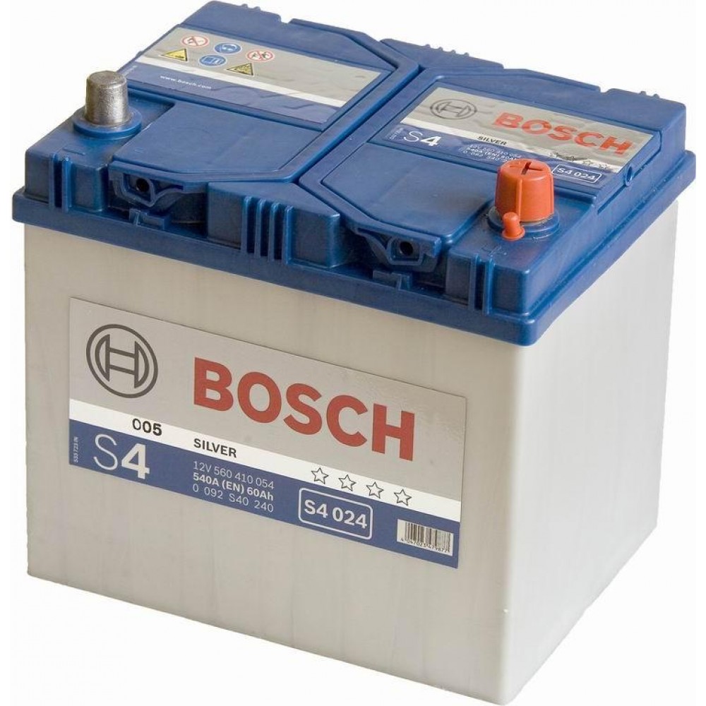 Ch bosch. Аккумулятор Bosch s4 60 Asia. Аккумулятор Bosch s4 024. Bosch 225. Аккумулятор Silver jis 60 а/ч Обратная r+ 232x173x225 en540 а.
