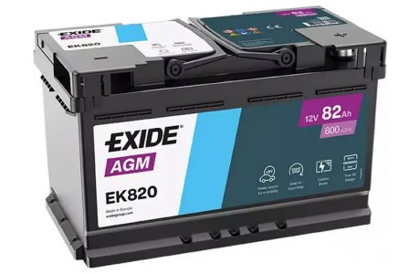 Аккумулятор Exide Start-Stop AGM EK820 (82 A/h) 800A R+