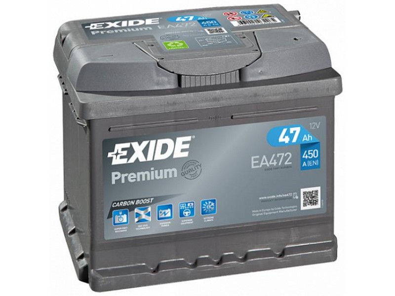 Аккумулятор Exide Premium EA472 (47 A/h), 450A R+