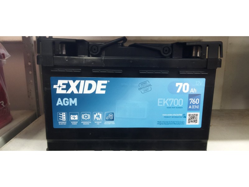 Аккумулятор Exide Start-Stop AGM EK 700 (70 A/h) 760A R+