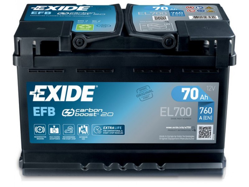 Аккумулятор Exide Start-Stop EFB 70 A/h 760A R+