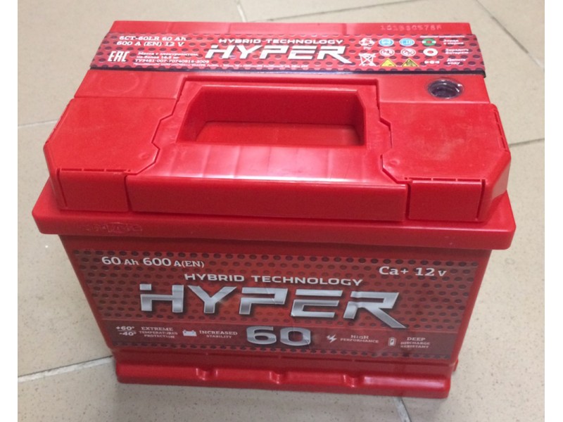 Аккумулятор Hyper 60 a/h 600A