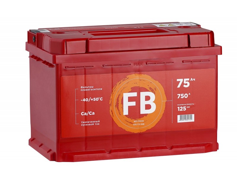 Аккумулятор FB 75 a/h 750A R+