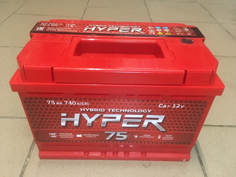 Аккумулятор Hyper 75 a/h 740A