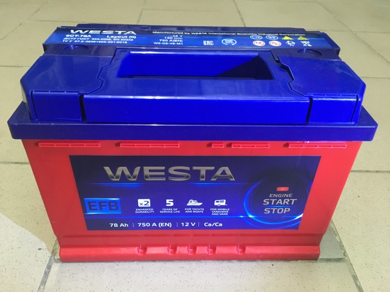 Аккумулятор Westa RED EFB 78 A/h 750A