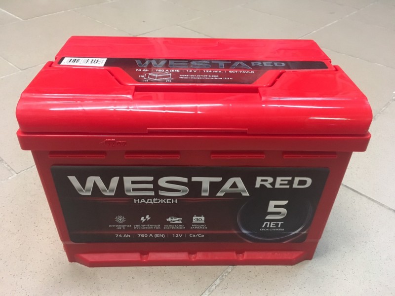 Аккумулятор Westa RED 74 R+ 760A