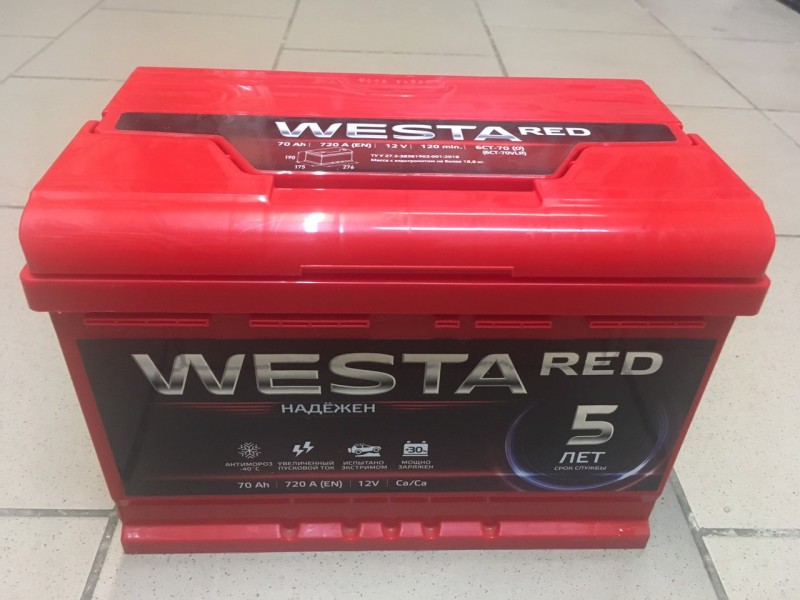 Аккумулятор Westa RED 70 R+ 720A